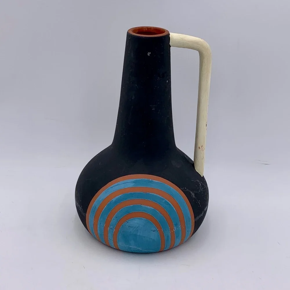 Ziczamla Matte Terracotta Vase‎ Handcrafted Chalkboard Finish MCM Style Rusty